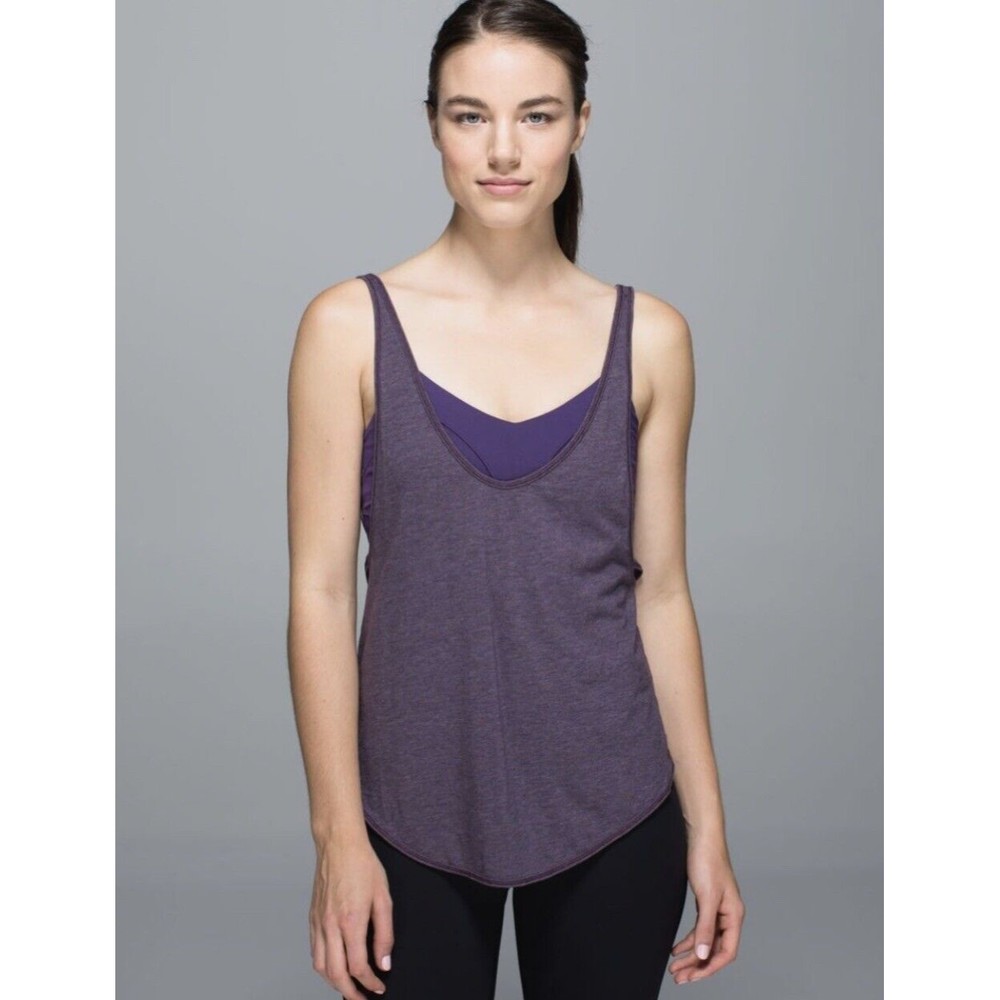 Lululemon Twist and Turn Tank Top Open Back Shelf Bra w/Pads Purple  sz XS